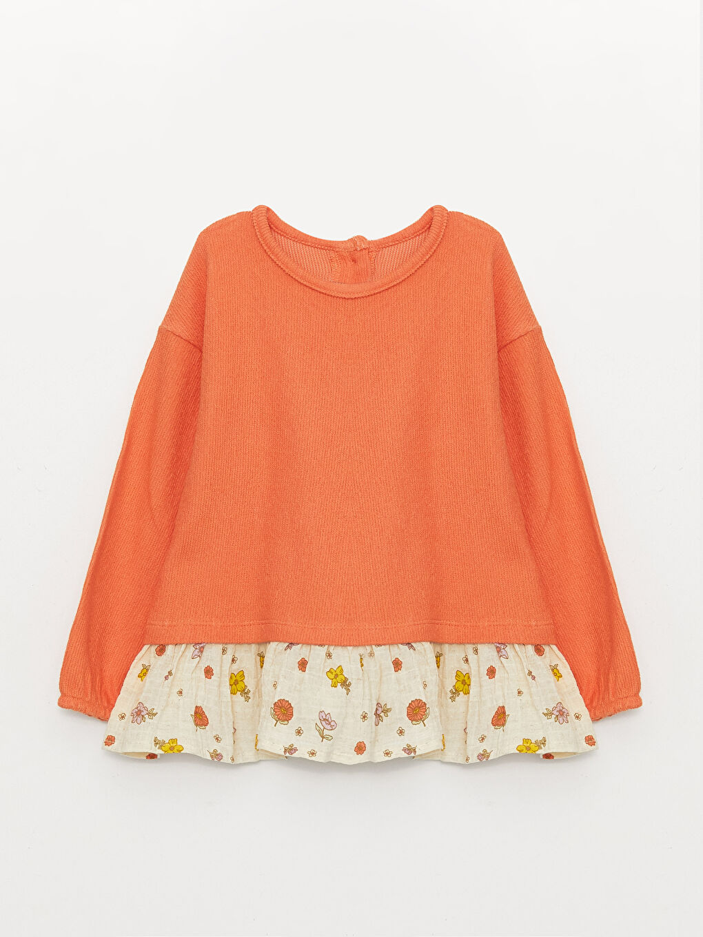 Set Bluza cu Mânecă Lungă și Pantaloni pentru Bebeluși Fete cu Guler Rotund, Pachet de 2 Bucăți-1