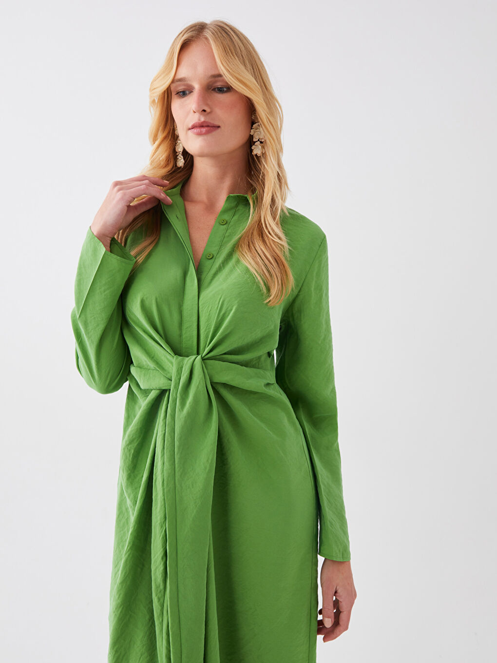Plain Long Sleeve Women Shirt Dress -S3BS34Z8-QZL