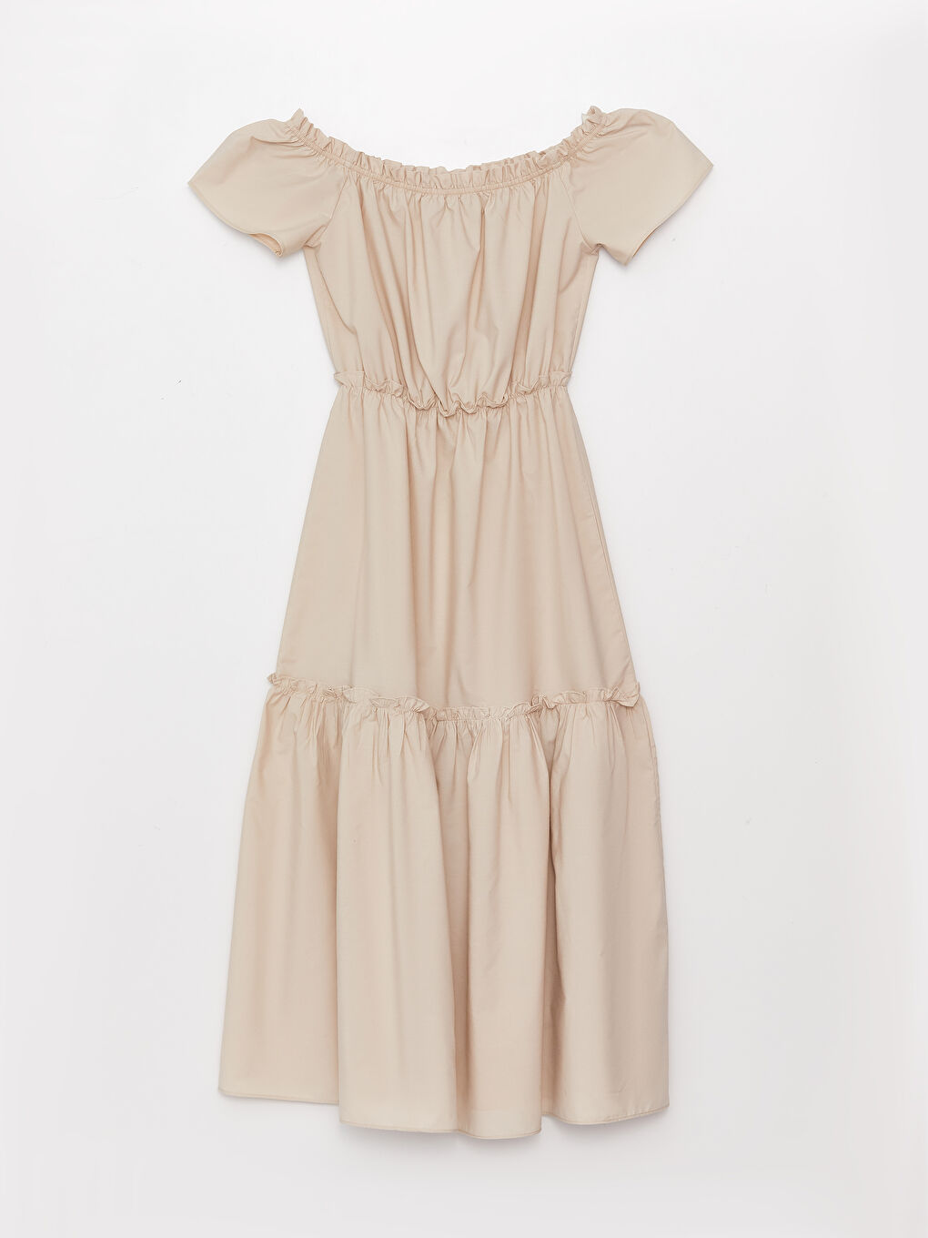 Әйелдерге арналған қиғаш мойын өрнексіз қысқа жең көйлек-5