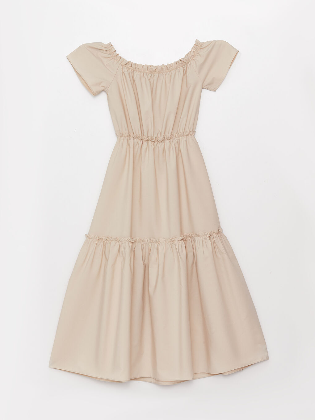 Әйелдерге арналған қиғаш мойын өрнексіз қысқа жең көйлек-6