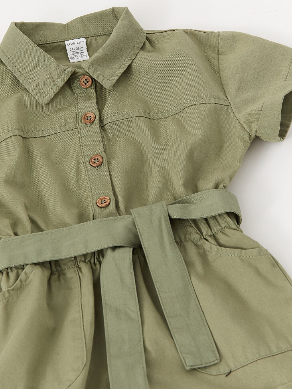 Жағалы мойын қысқа жең өрнексіз қыз бала комбинезон-4