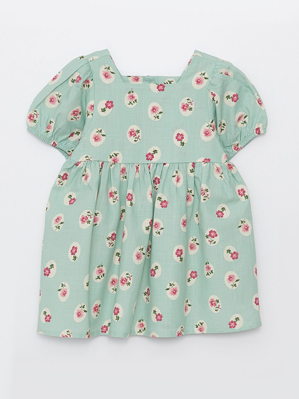 Square Neck Short Sleeve Printed Baby Girl Dress -S3BS46Z1-LRR