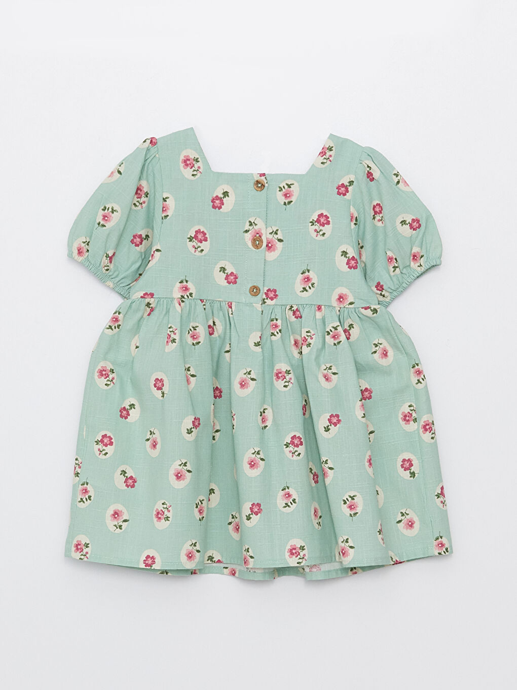 Square Neck Short Sleeve Printed Baby Girl Dress -S3BS46Z1-LRR