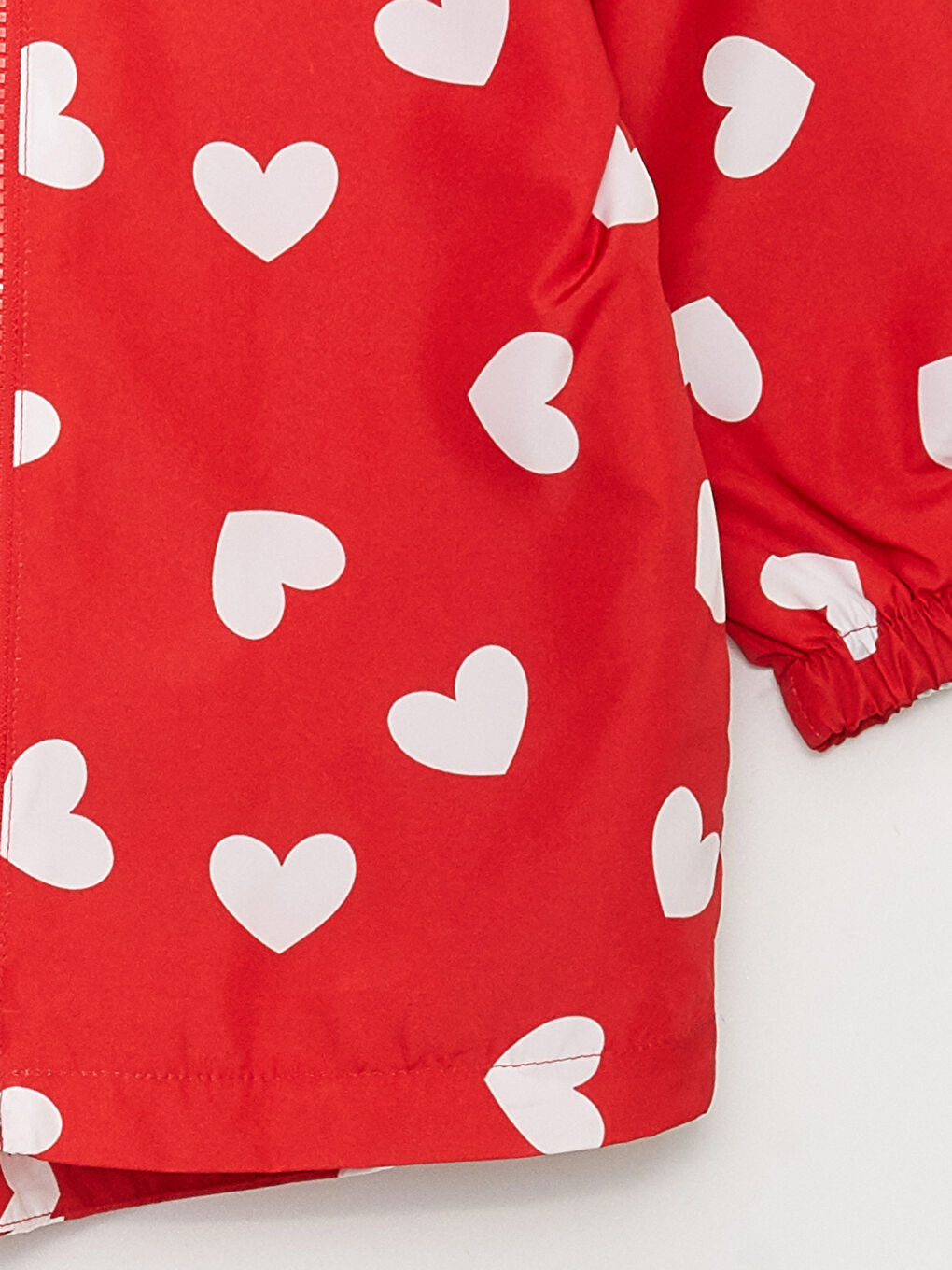 Kırmızı Kapüşonlu Uzun Kollu Baskılı Kız Bebek Mont-4