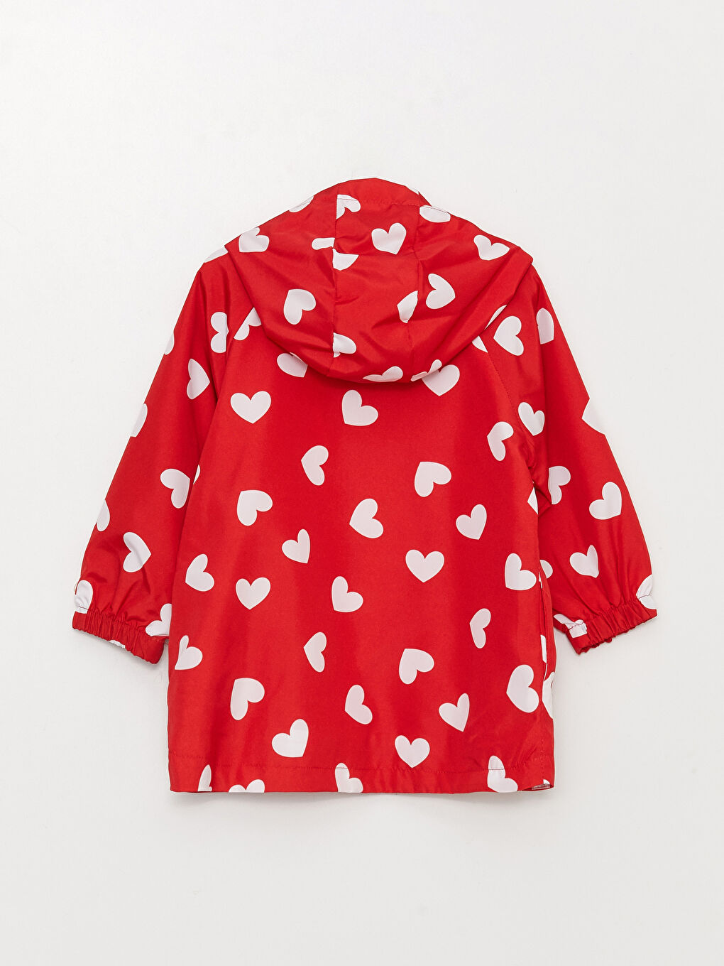 Kırmızı Kapüşonlu Uzun Kollu Baskılı Kız Bebek Mont-6