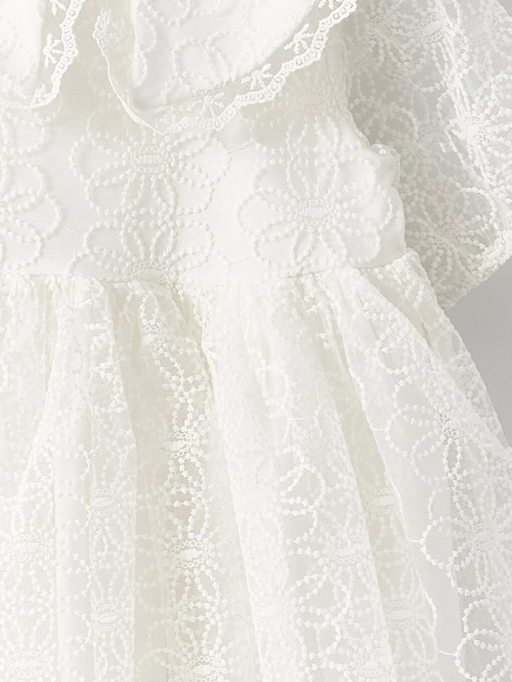 Rochie Bebeluși Fete cu Guler și Mânecă Scurtă din Dantelă-2