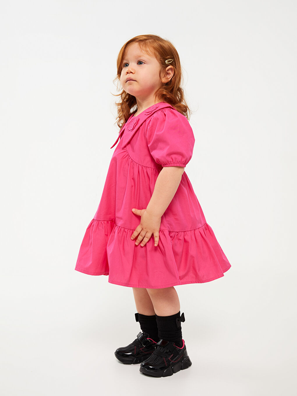 Shirt Collar Short Sleeve Embroidery Detailed Baby Girl Dress -S3BS57Z1-GZ6