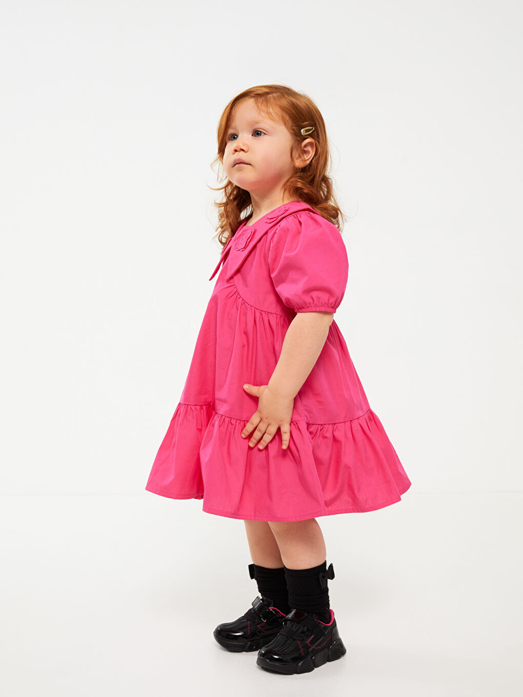 Shirt Collar Short Sleeve Embroidery Detailed Baby Girl Dress -S3BS57Z1-GZ6