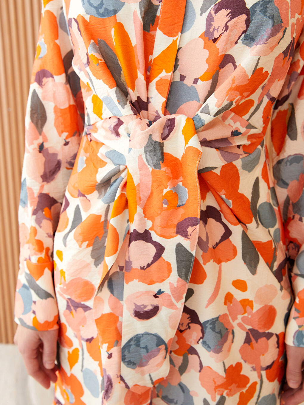 Turuncu Desenli Kadın Gömlek Tunik-2