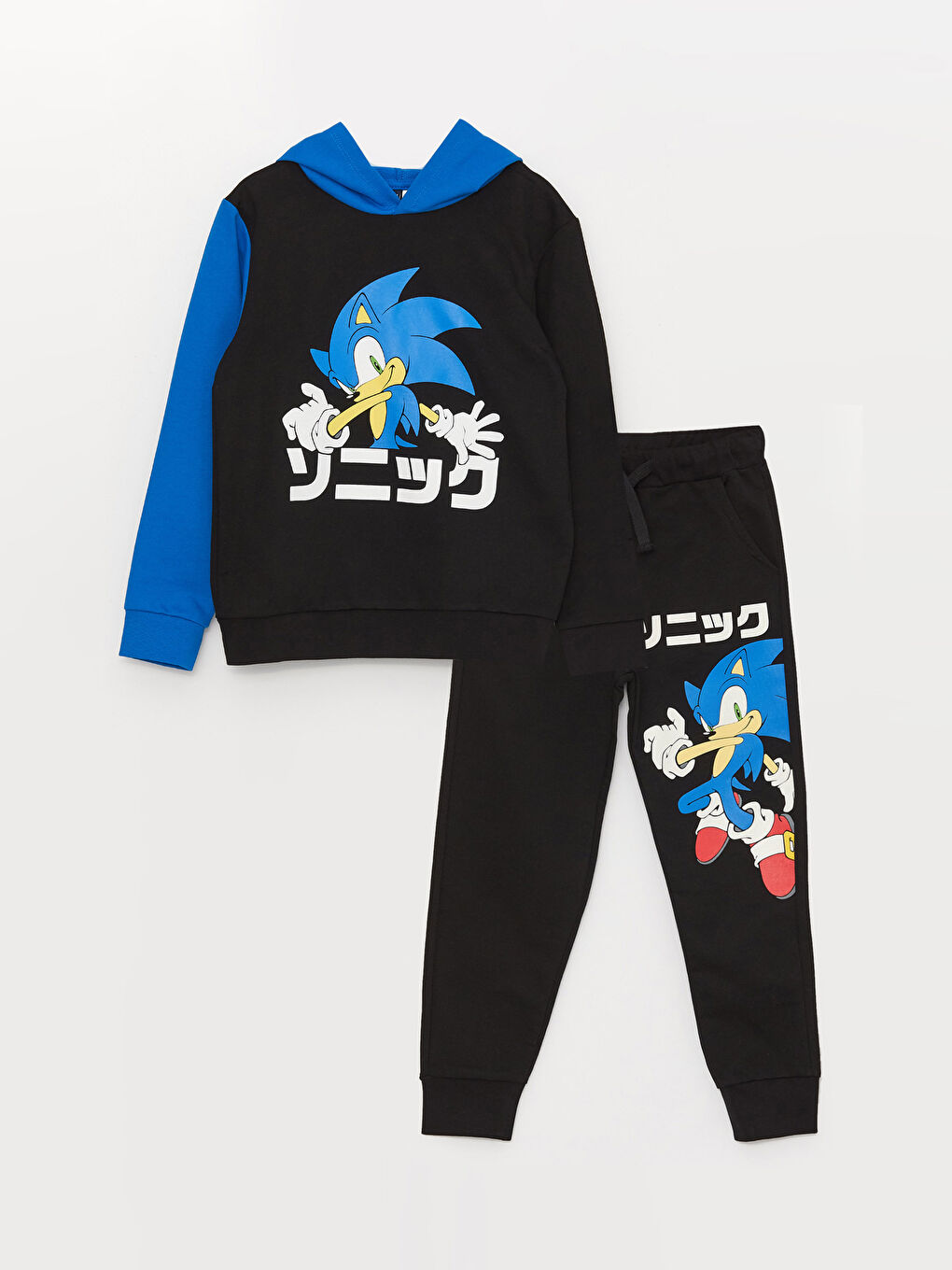 Boy's Hooded Sonic Printed Long Sleeve Sweatshirt & Sweatpants -S3BS73Z4-CVL