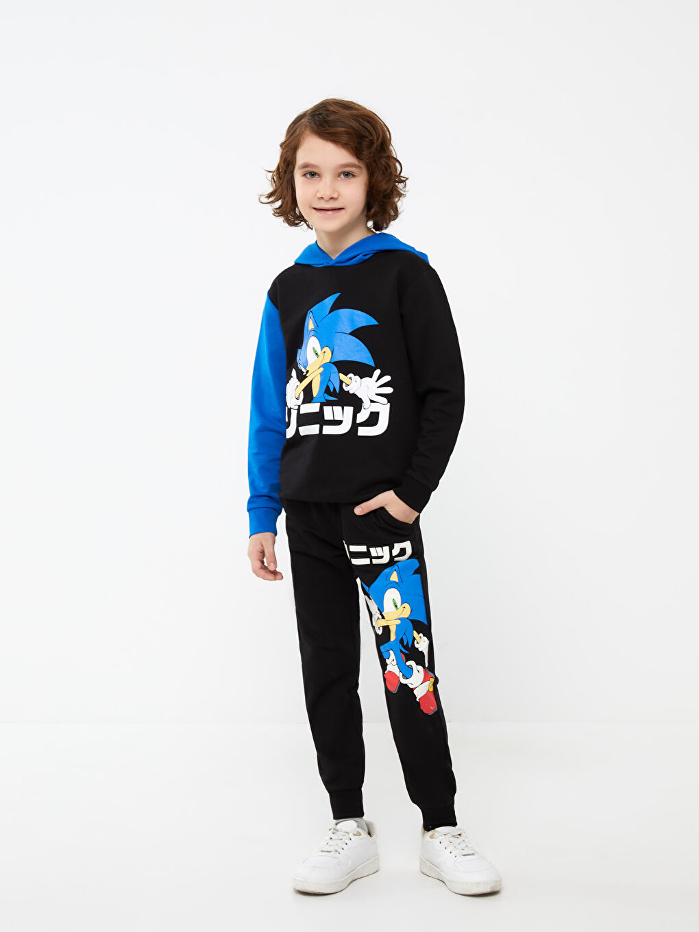 Boy's Hooded Sonic Printed Long Sleeve Sweatshirt & Sweatpants -S3BS73Z4-CVL