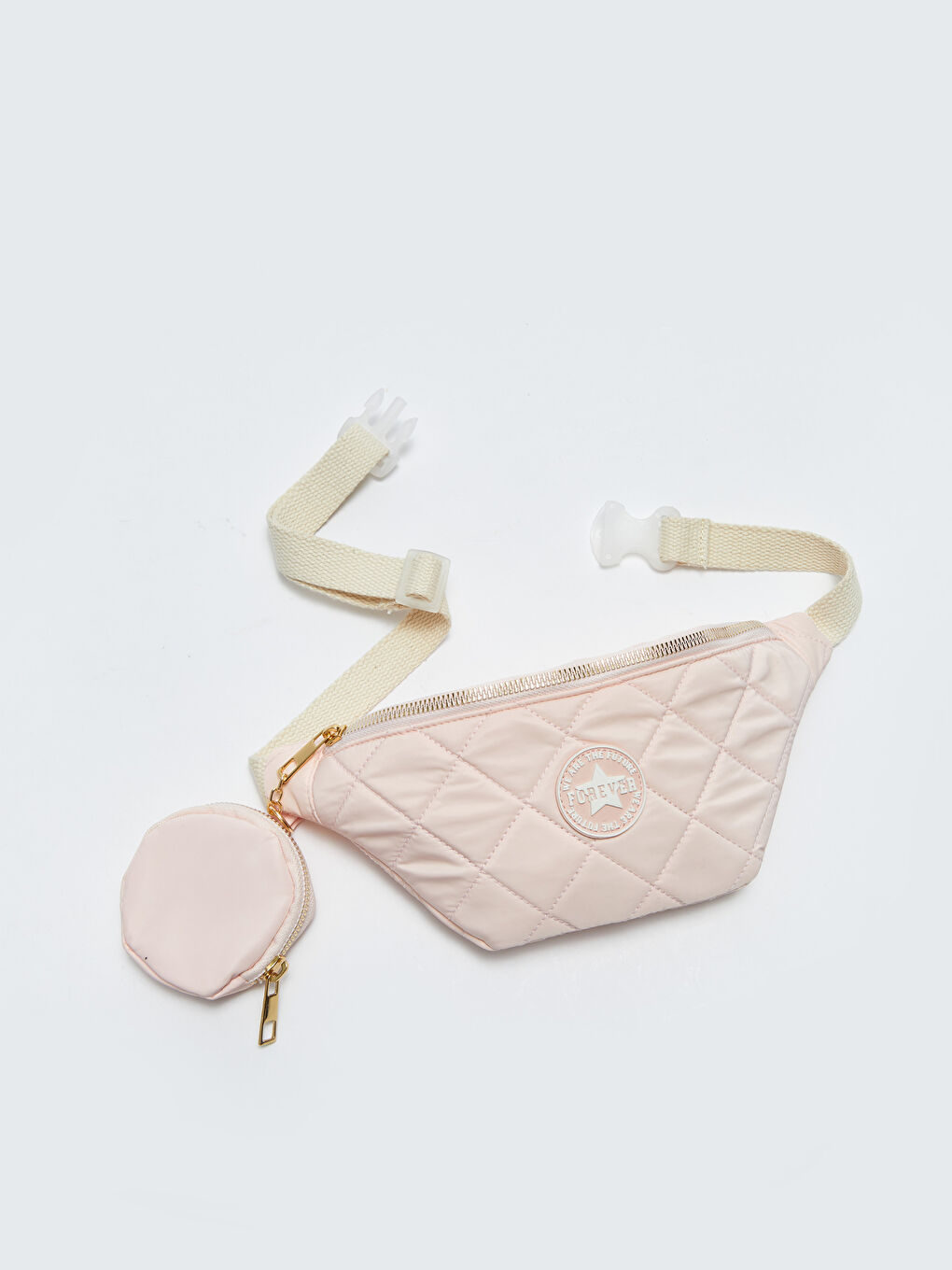 Pembe Etiket Detaylı Kapitoneli Kız Çocuk Bel Çantası-2