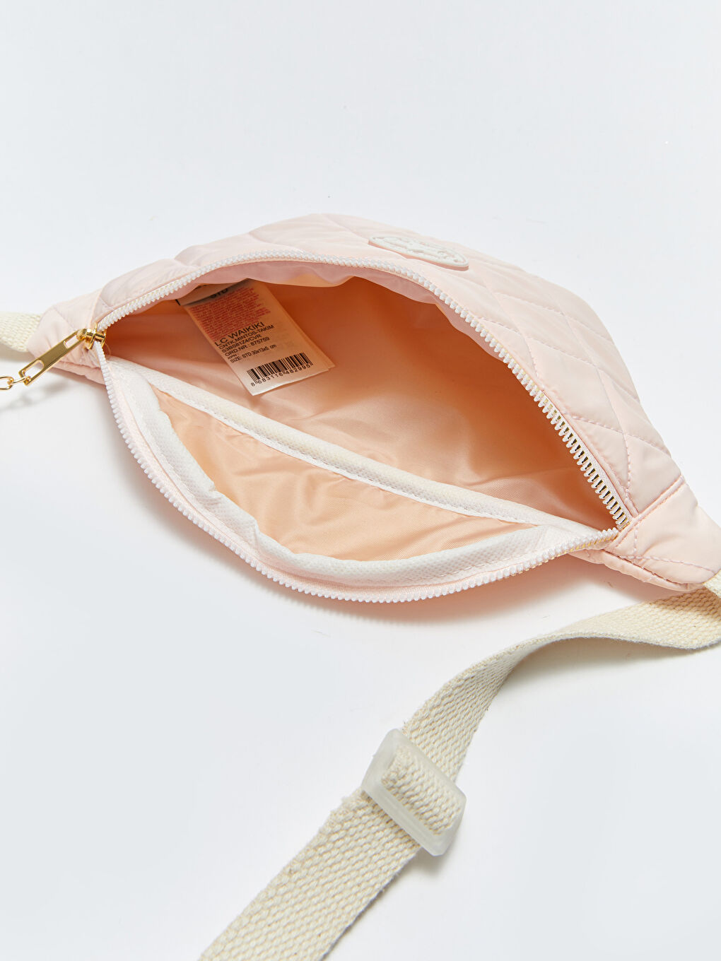 Pembe Etiket Detaylı Kapitoneli Kız Çocuk Bel Çantası-4
