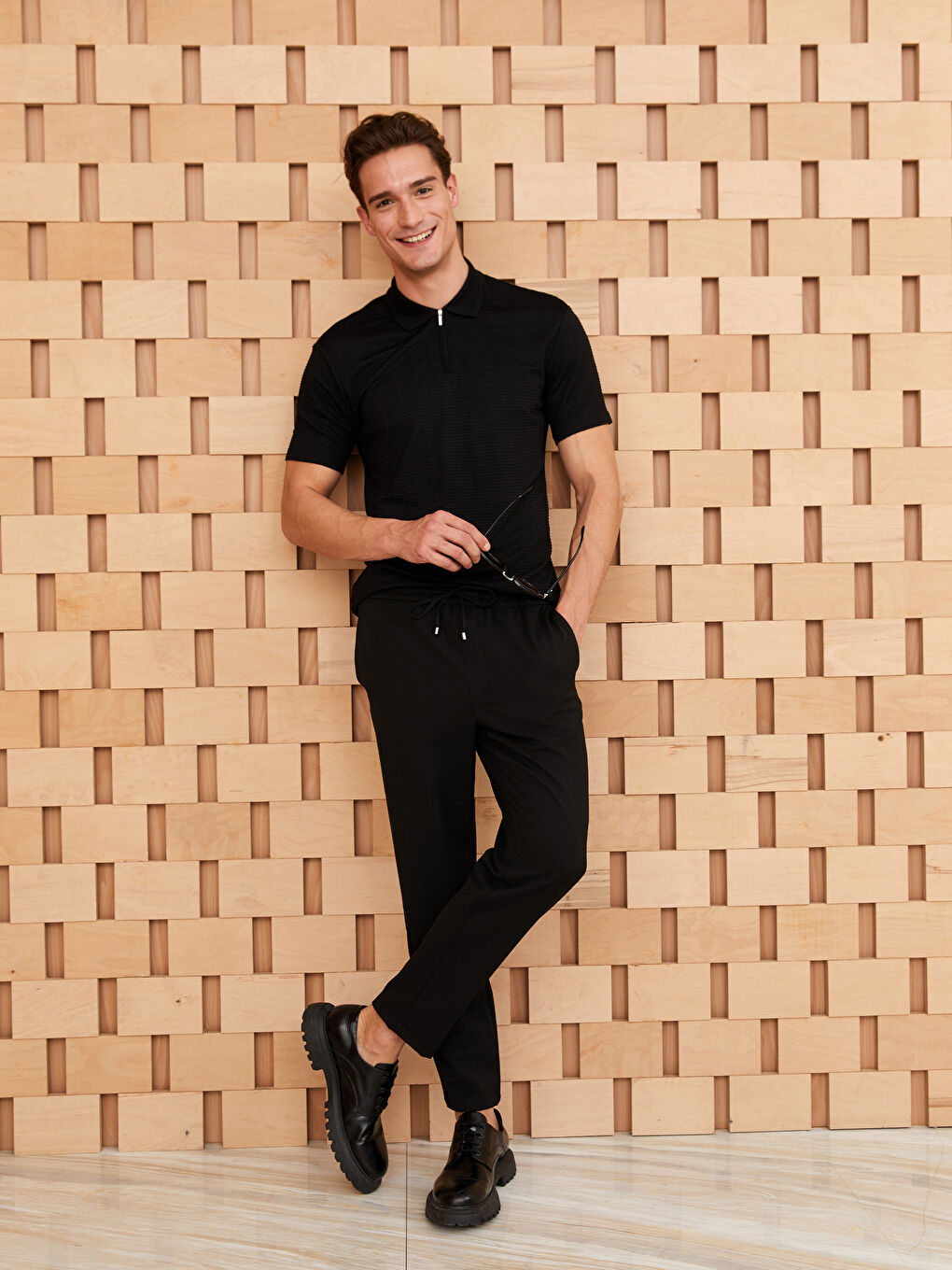 Siyah Slim Fit Erkek Pantolon-1