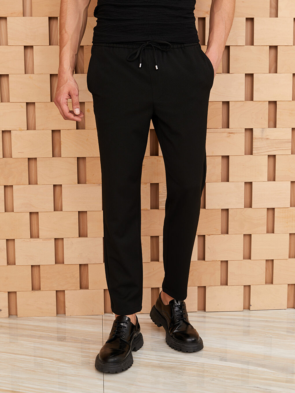 Siyah Slim Fit Erkek Pantolon-3