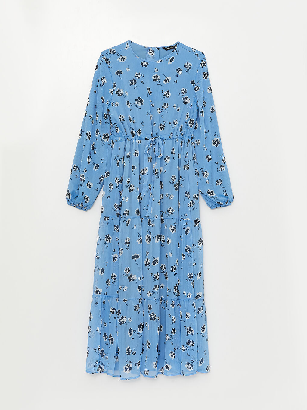 Women's Crew Neck Patterned Long Sleeve Dress -S3BS95Z8-LQQ
