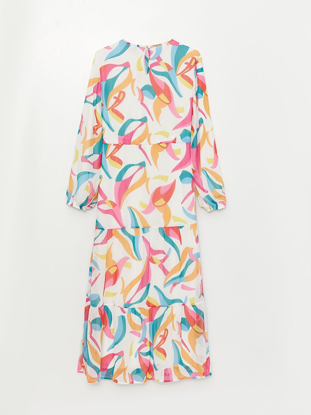 Женское платье с круглым вырезом, узорчатое, с длинным рукавом-6