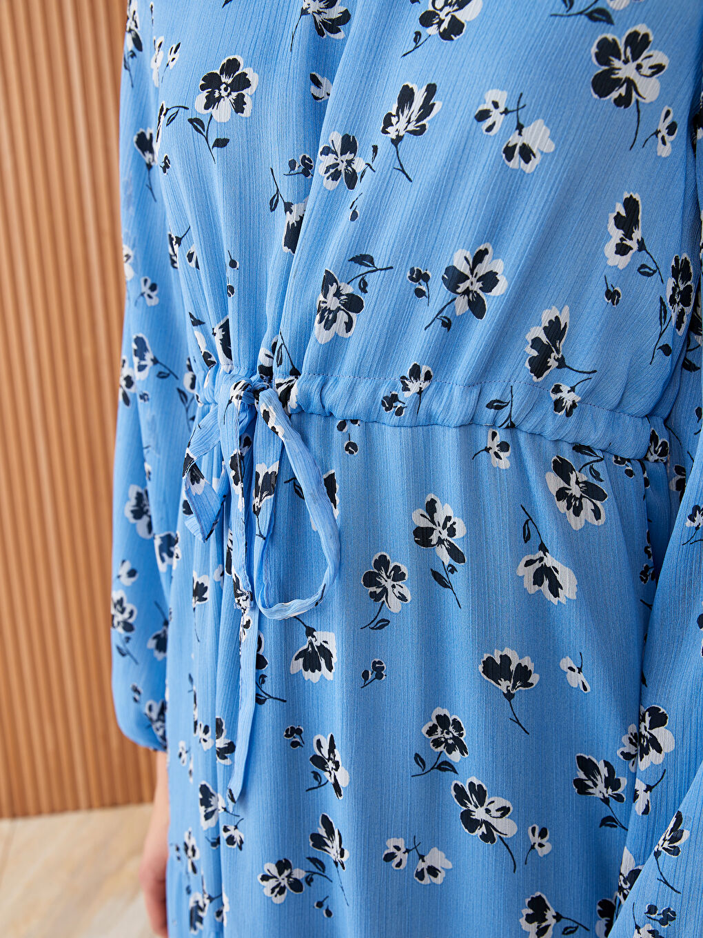 Women's Crew Neck Patterned Long Sleeve Dress -S3BS95Z8-LQQ