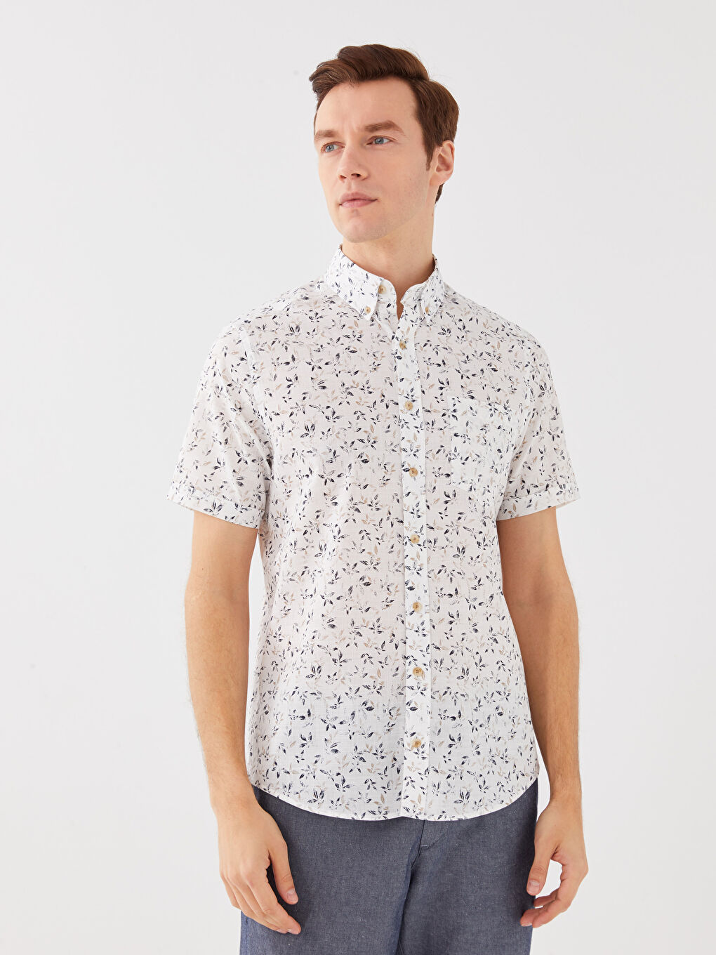 Cămașă Regular Fit cu Mânecă Scurtă, Modelată, din Poplin pentru Bărbați