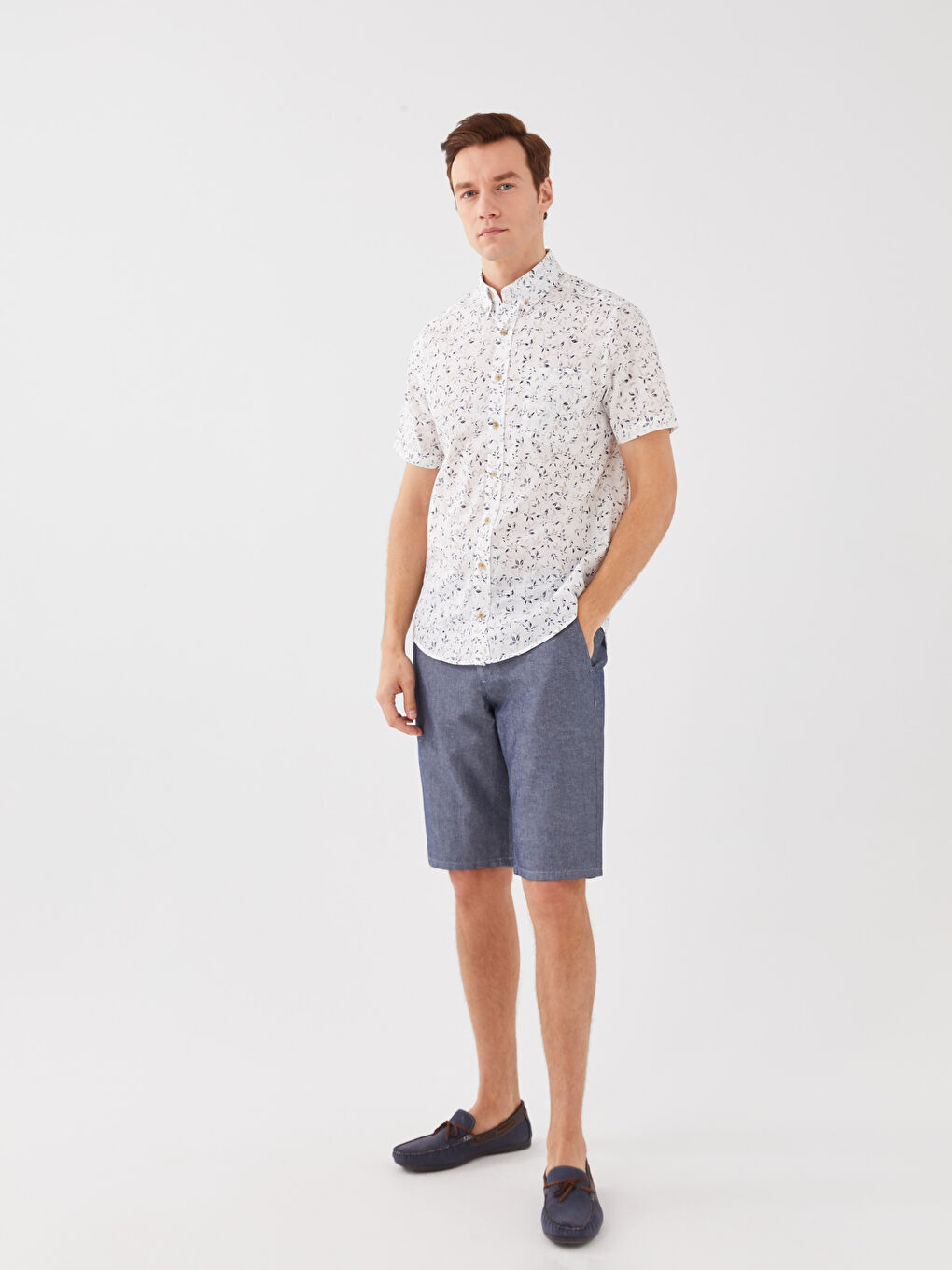 Cămașă Regular Fit cu Mânecă Scurtă, Modelată, din Poplin pentru Bărbați-2