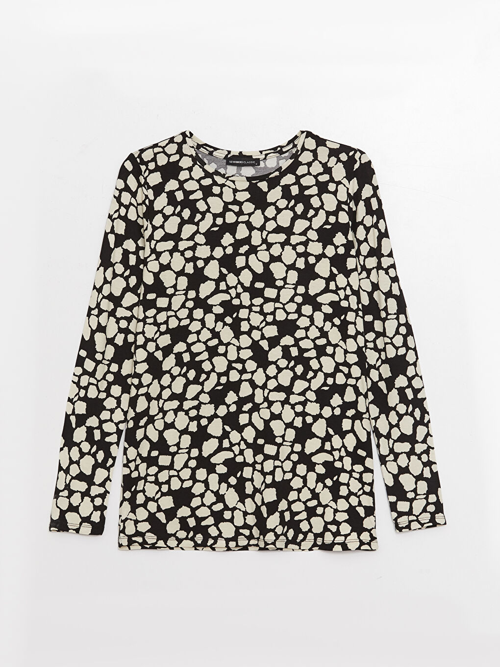 Tricou cu Mânecă Lungă și Model, Guler Rotund, pentru Femei-10