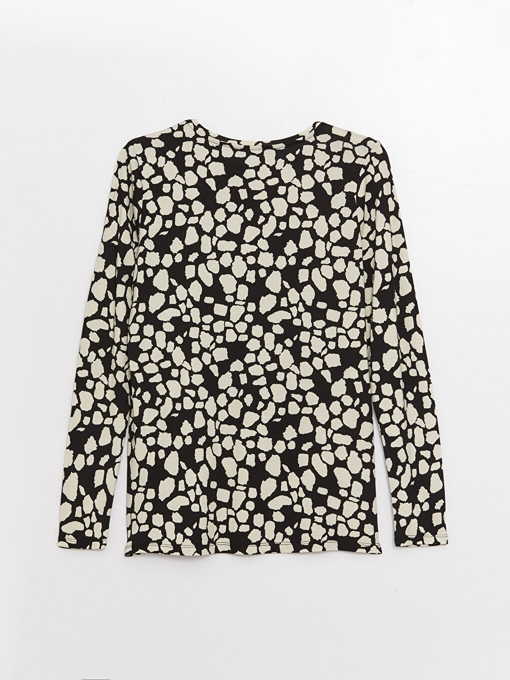 Tricou cu Mânecă Lungă și Model, Guler Rotund, pentru Femei-11