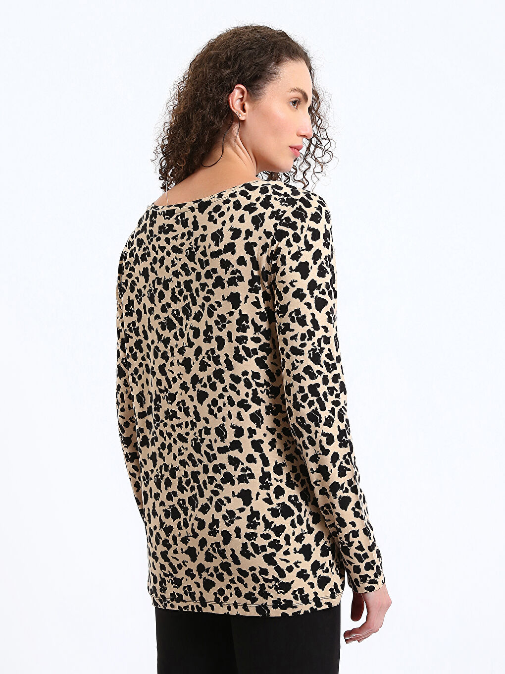 Tricou cu Mânecă Lungă și Model, Guler Rotund, pentru Femei-8