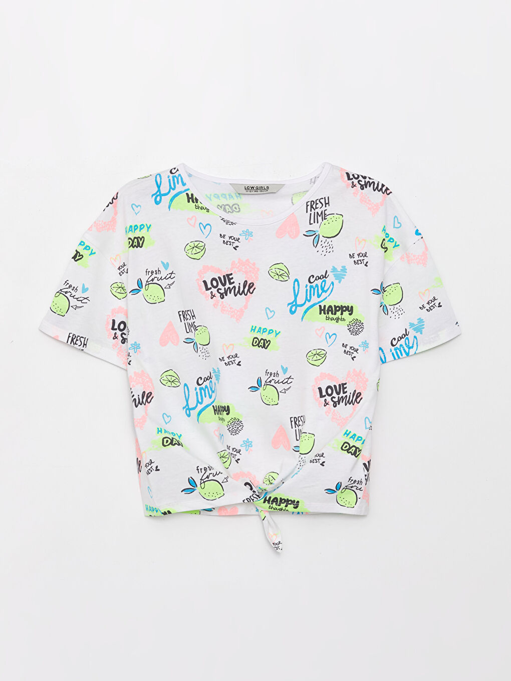 Crew Neck Patterned Short Sleeve Girl T-Shirt -S3BT20Z4-LU7