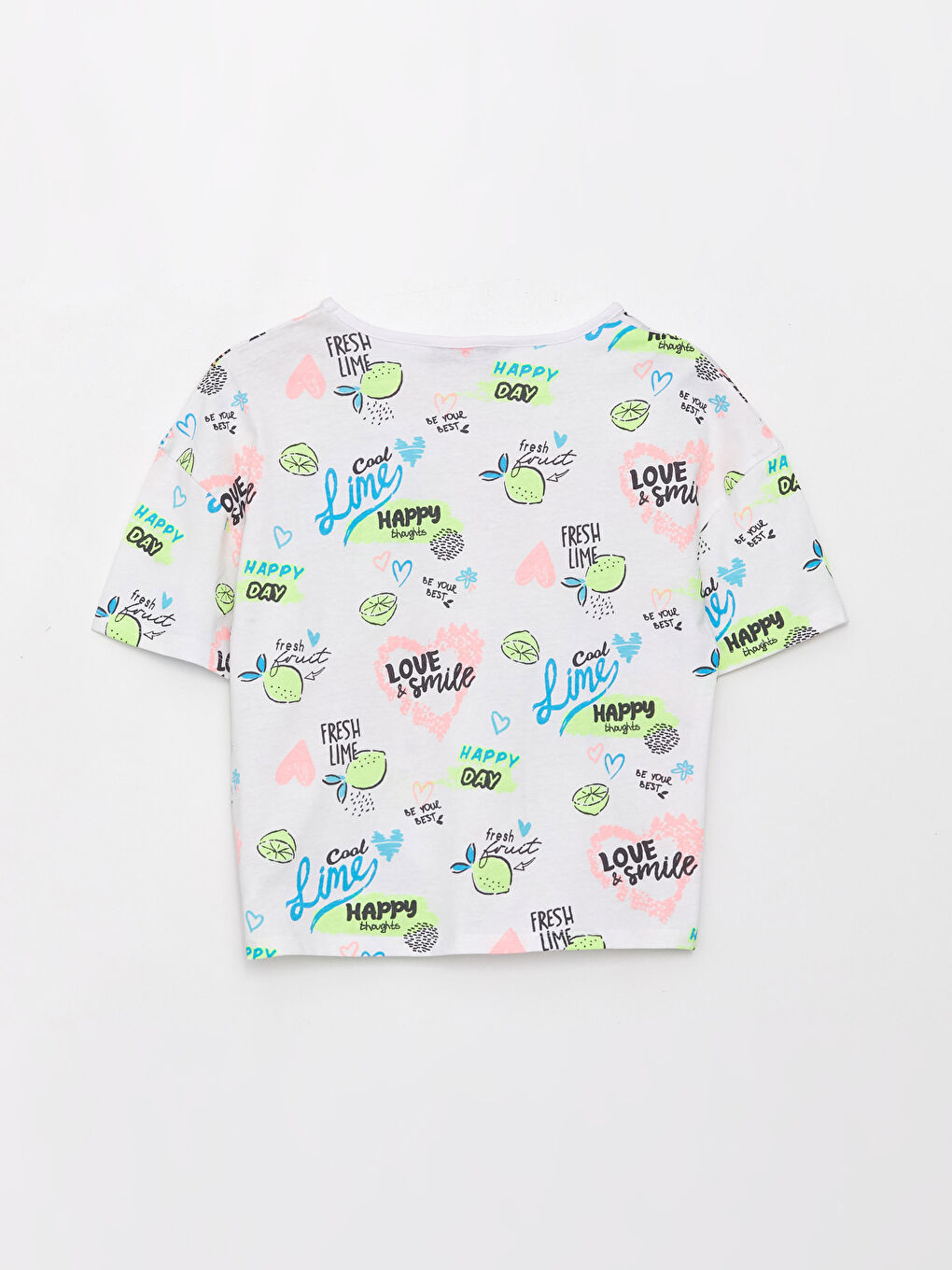 Crew Neck Patterned Short Sleeve Girl T-Shirt -S3BT20Z4-LU7