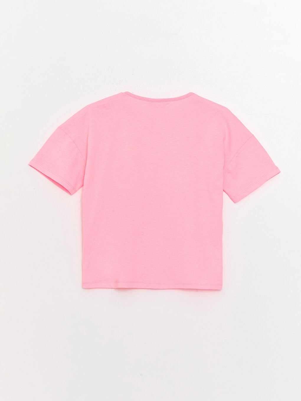 Pembe Bisiklet Yaka Baskılı Kısa Kollu Kız Çocuk Tişört-1