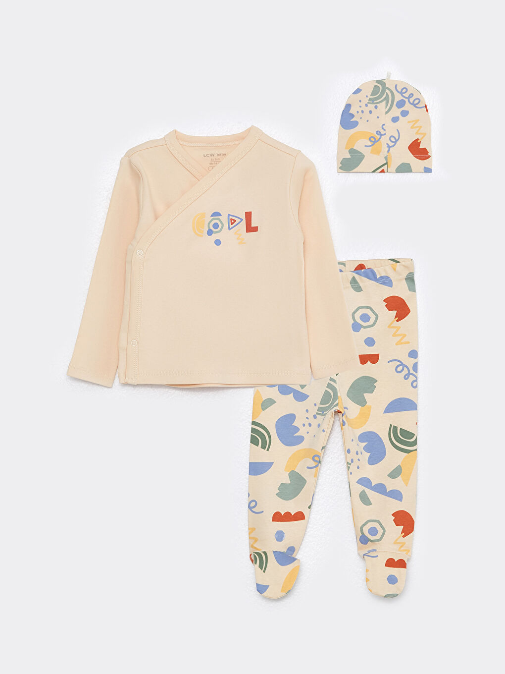 V Neck Long Sleeve Printed Baby Boy 3 Pieces Set