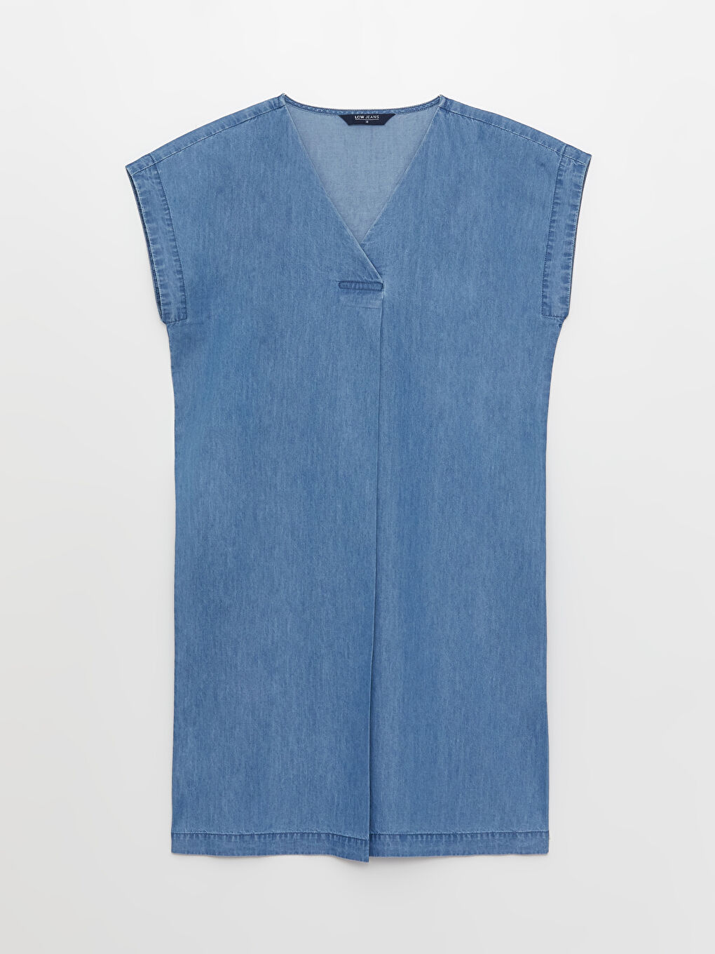 Rochie din Denim Simplă cu Decolteu în V pentru Femei-5