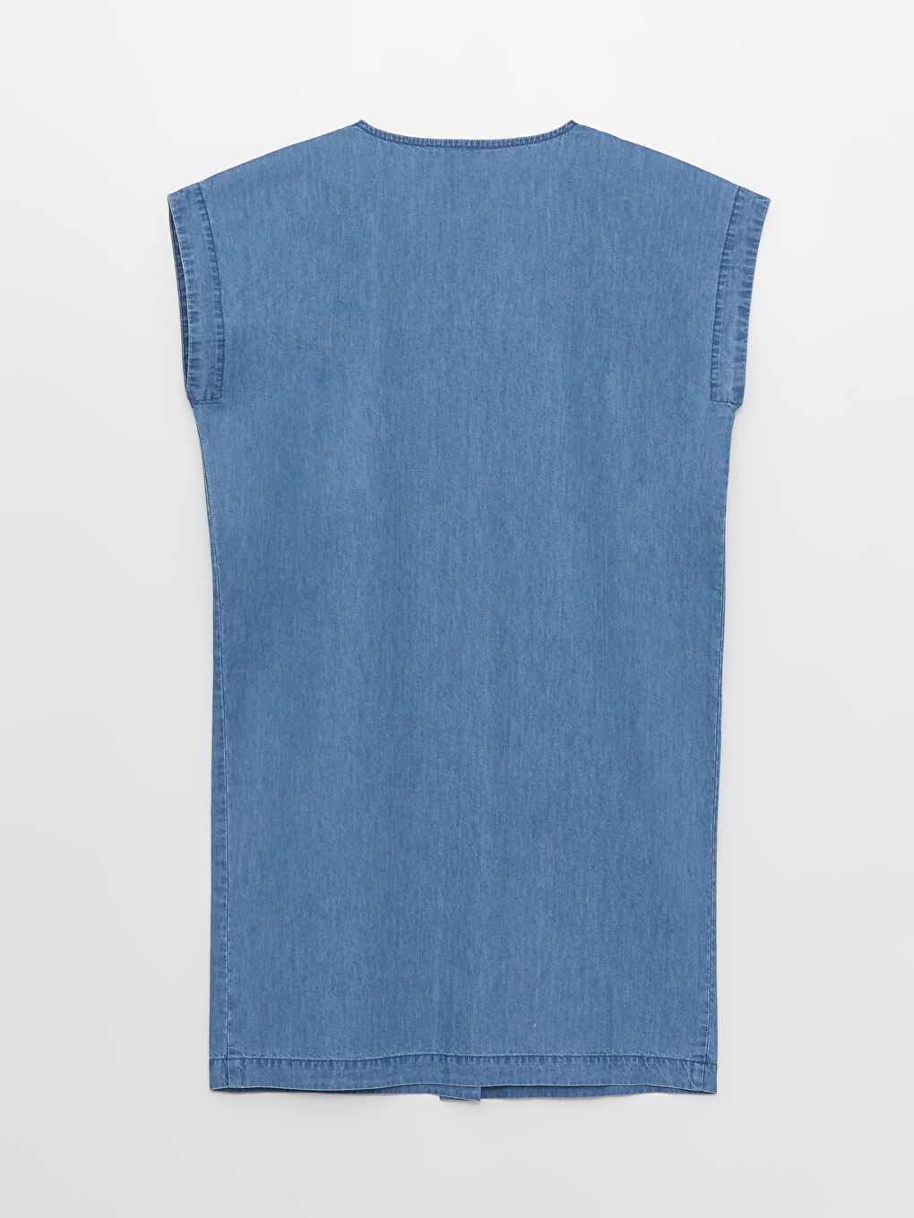 Rochie din Denim Simplă cu Decolteu în V pentru Femei-6