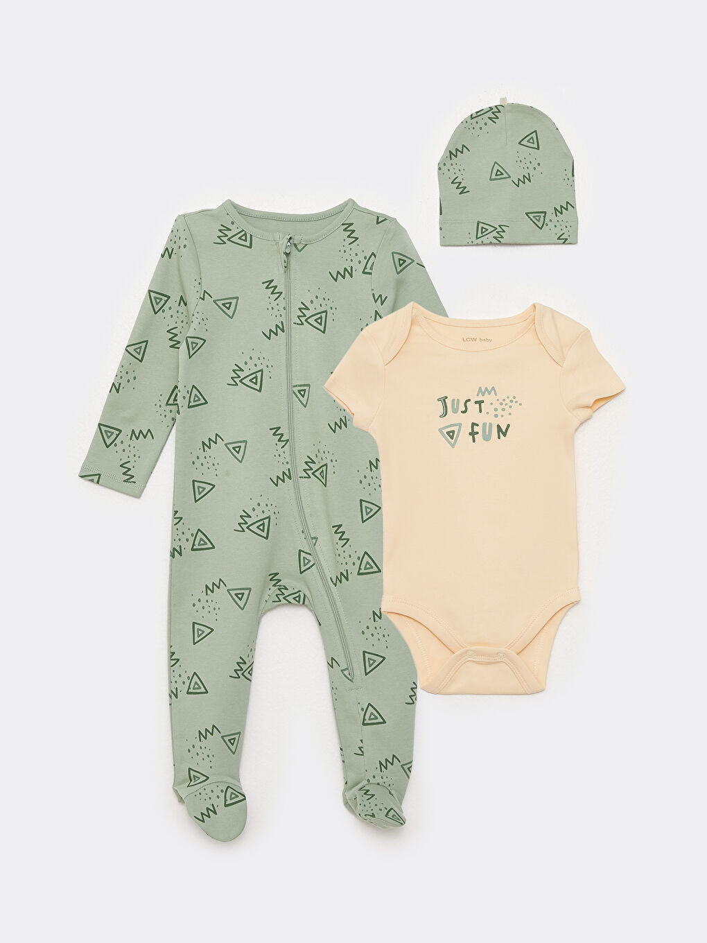 Crew Neck Long Sleeve Printed Baby Boy 3-Pack Set