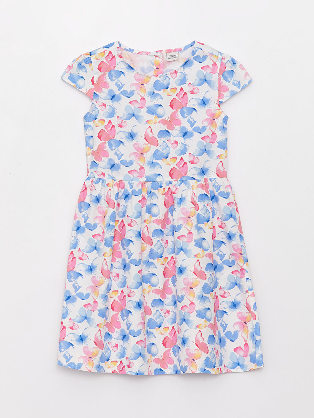 Robe à Col Rond à Motifs à Manches Courtes pour Filles