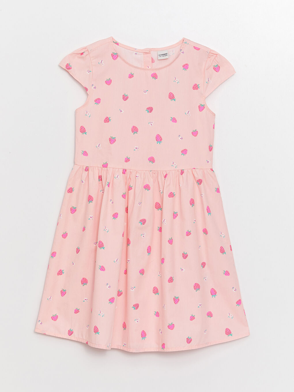 Crew Neck Patterned Short Sleeve Girls' Dress