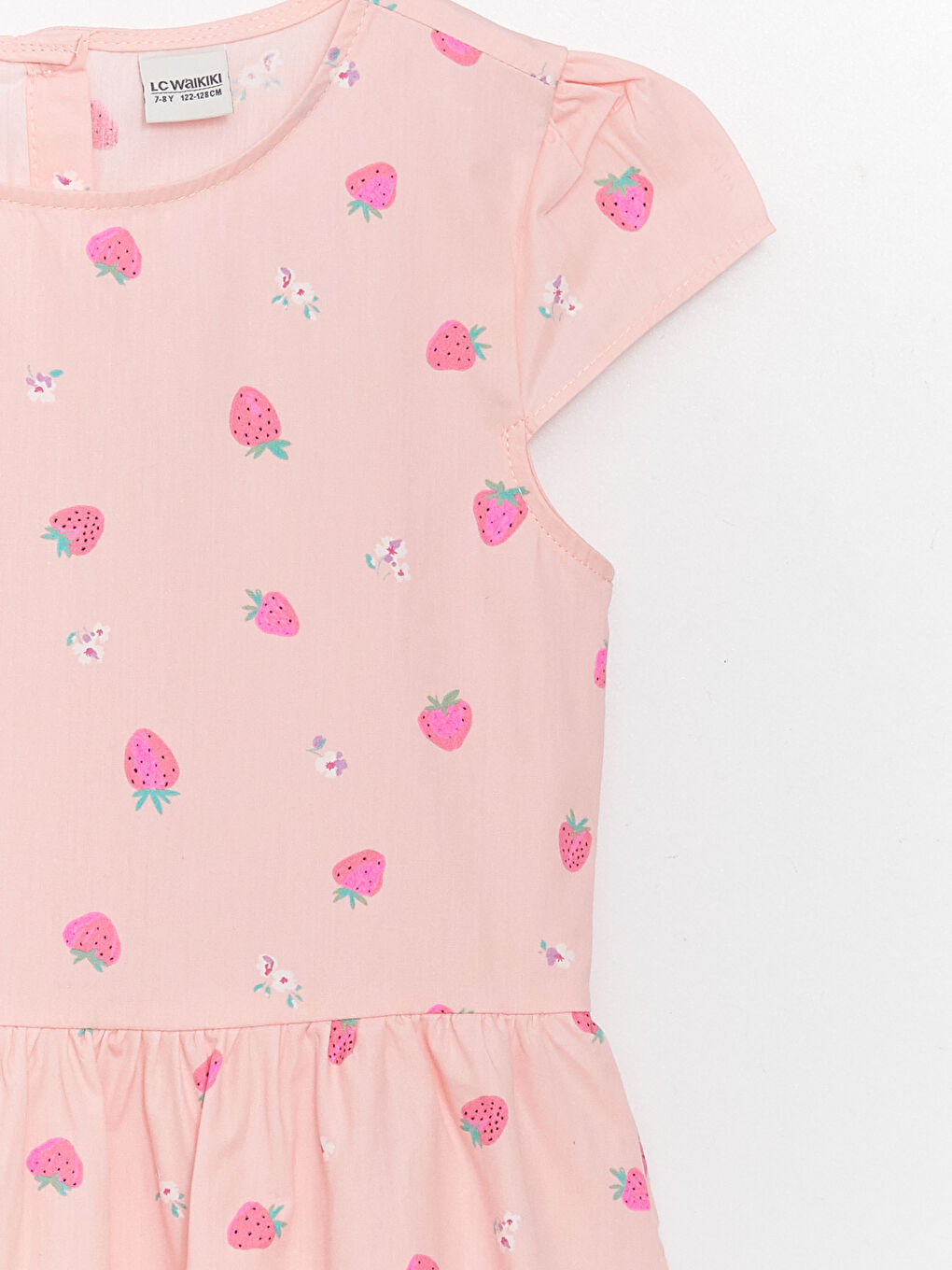 Crew Neck Patterned Short Sleeve Girls' Dress-2