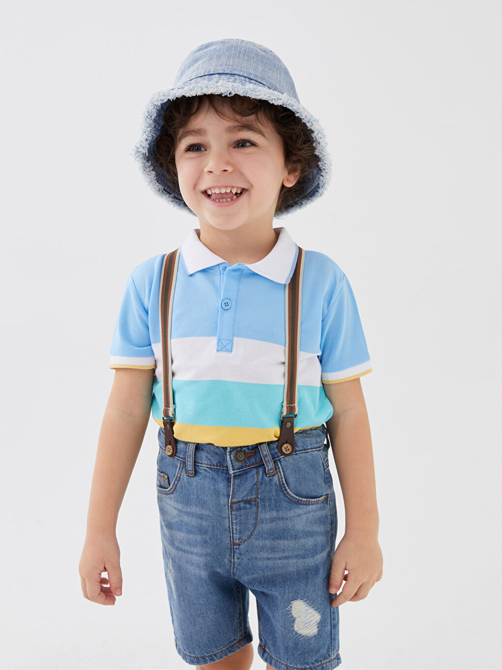 Polo Neck Short Sleeve Color Block Baby Boy T-Shirt