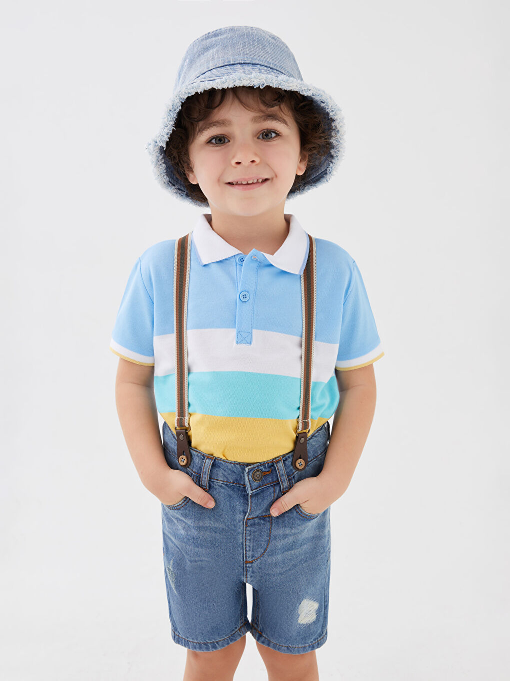 Polo Neck Short Sleeve Color Block Baby Boy T-Shirt-1