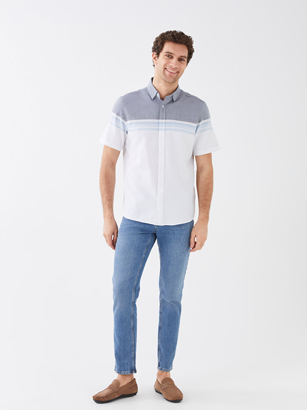 Regular Fit Short Sleeve Striped Men's Shirt-2