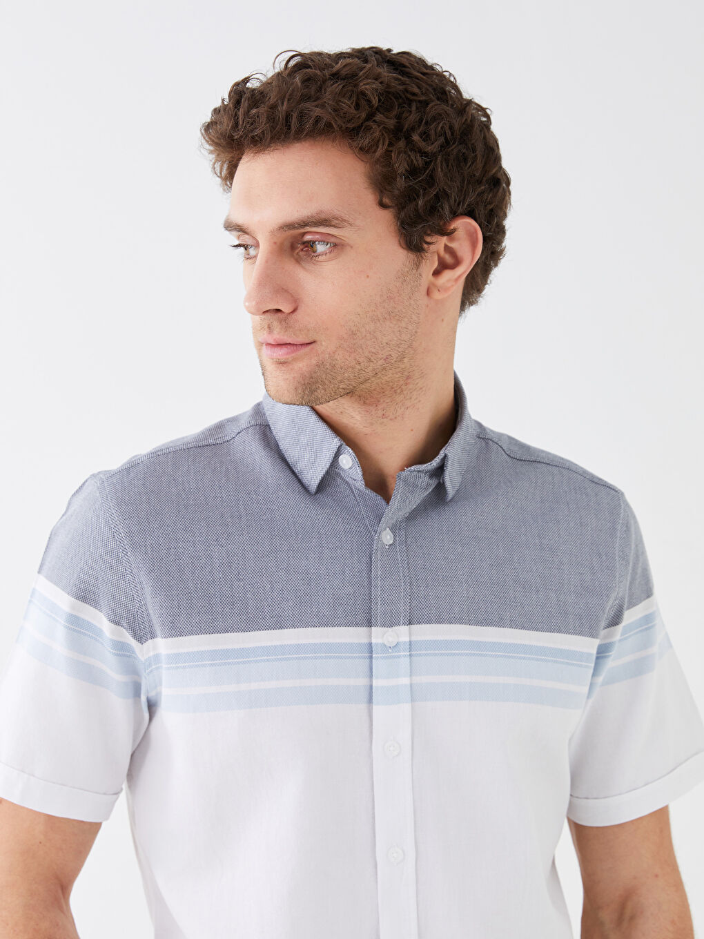 Regular Fit Short Sleeve Striped Men's Shirt-3