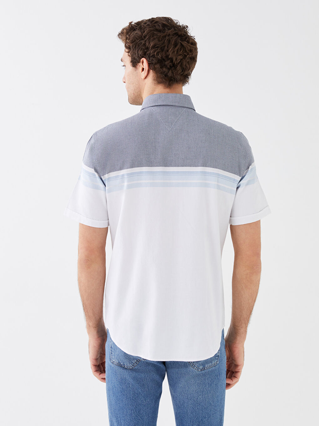 Regular Fit Short Sleeve Striped Men's Shirt-5