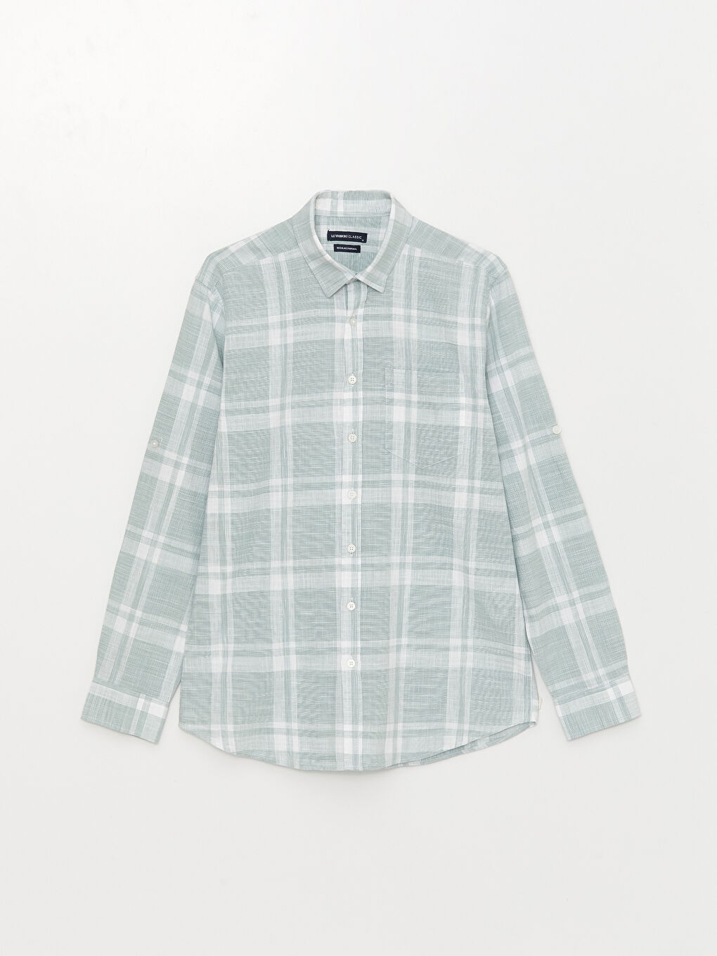 Yeşil Regular Fit Uzun Kollu Ekose Poplin Erkek Gömlek-5