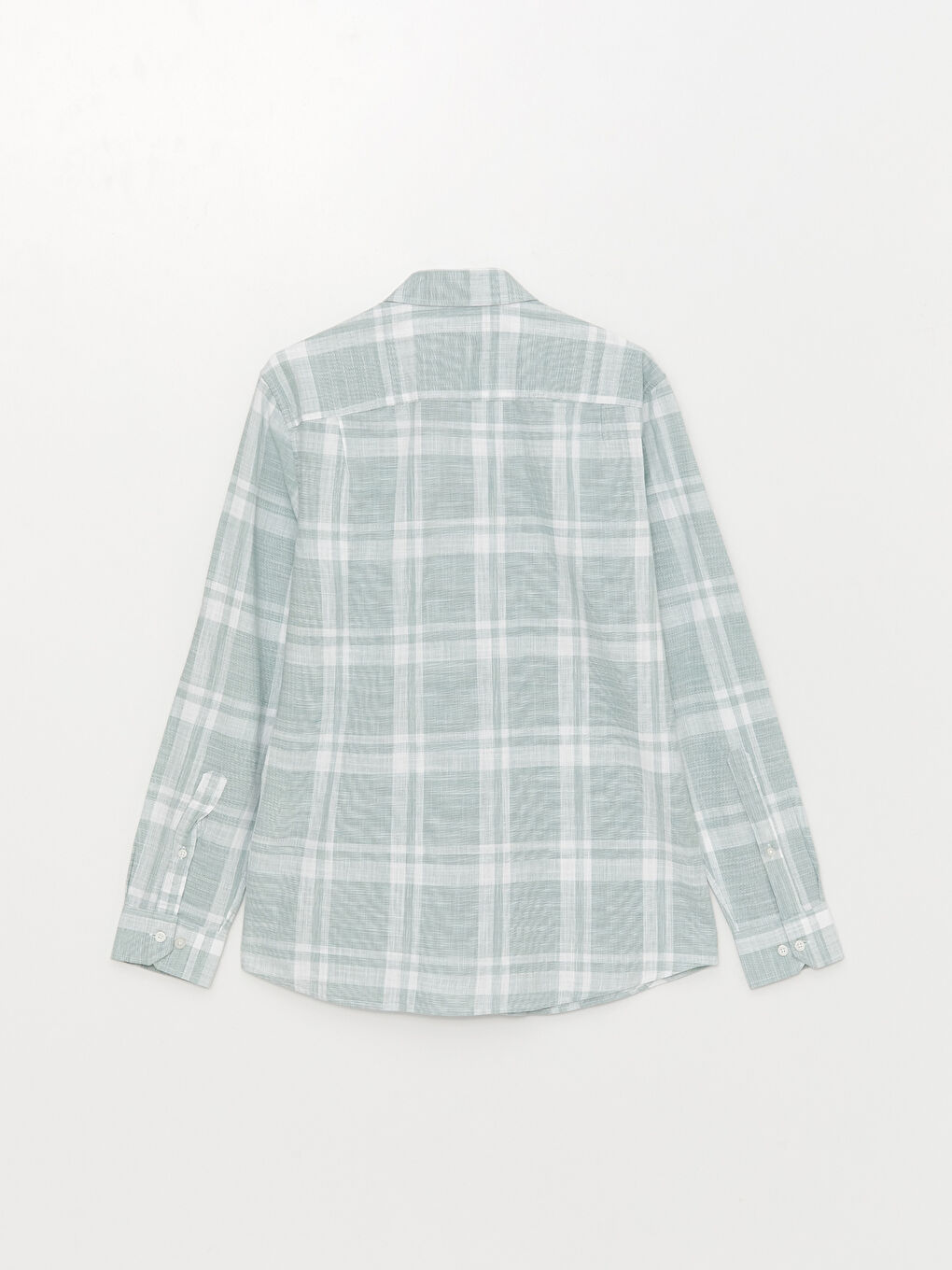 Yeşil Regular Fit Uzun Kollu Ekose Poplin Erkek Gömlek-6