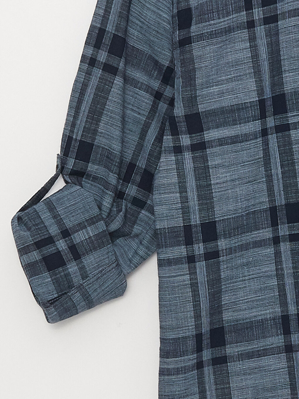 Ерлерге арналған ұзын жең торлы поплин жейде-7