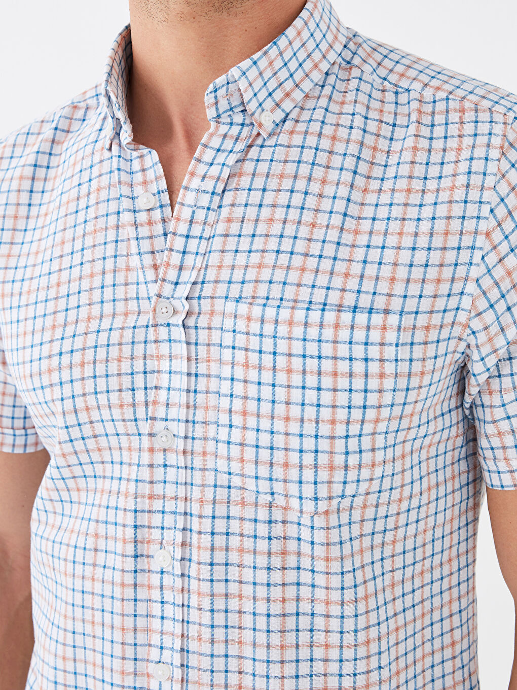 LCWAIKIKI Classic Regular Fit Short Sleeve Plaid Men's Shirt -S3BT89Z8-LND