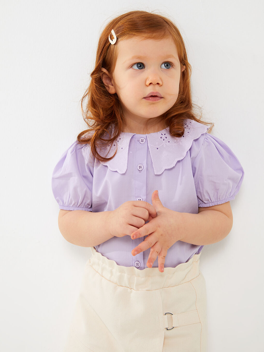 Baby Girls' Peter Pan Collar Short Sleeve Shirt
