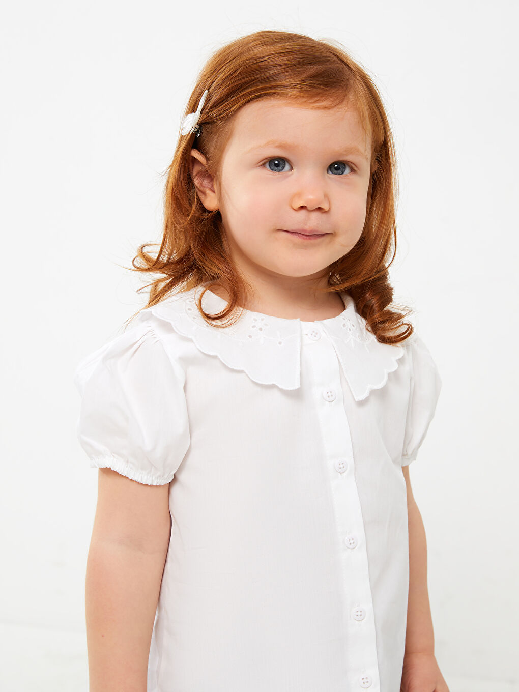 LCW baby Baby Girls' Peter Pan Collar Short Sleeve Shirt -S3BT99Z1-Q6K
