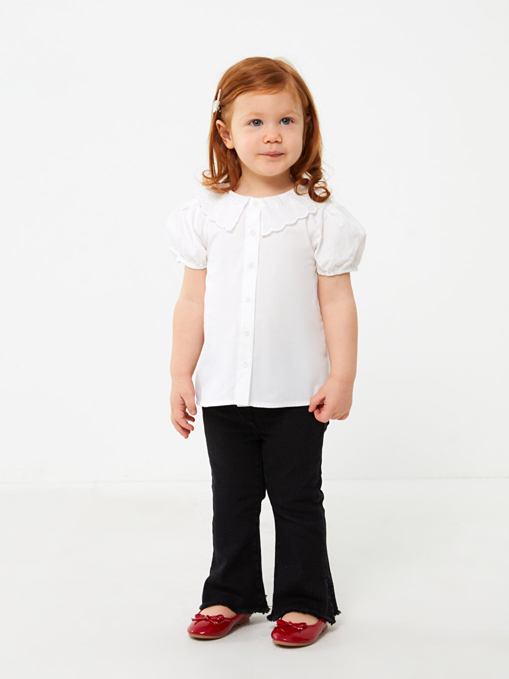 LCW baby Baby Girls' Peter Pan Collar Short Sleeve Shirt -S3BT99Z1-Q6K
