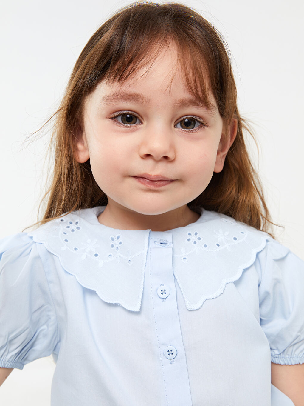 Baby Girls' Peter Pan Collar Short Sleeve Shirt -S3BT99Z1-FUX